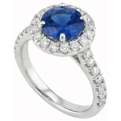 Ceylon Saffier Met Diamanten Verlovingsring 3.90 Ct Witgoud 14K