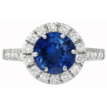 Afbeelding in Gallery-weergave laden, Ceylon Saffier Met Diamanten Verlovingsring 3.90 Ct Witgoud 14K

