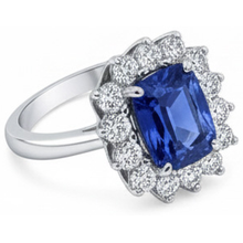 Afbeelding in Gallery-weergave laden, echte round saffier 4.25karaat ring close-up detail
