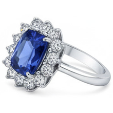 Afbeelding in Gallery-weergave laden, echte round saffier 4.25karaat ring profielweergave
