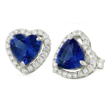 Afbeelding in Gallery-weergave laden, Ceylon Kleur Saffier En IGI GECERTIFICEERDE Diamanten 6.80 Karaat Studs Halo Oorbellen
