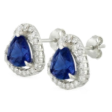 Afbeelding in Gallery-weergave laden, Ceylon Kleur Saffier En IGI GECERTIFICEERDE Diamanten 6.80 Karaat Studs Halo Oorbellen
