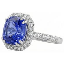 Afbeelding in Gallery-weergave laden, Ceylonese Kleursaffier IGI GECERTIFICEERDE Diamanten 8 Karaat Ring Witgoud 14K
