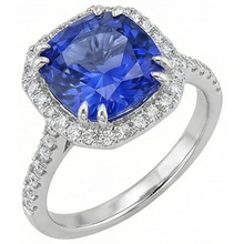 Afbeelding in Gallery-weergave laden, Ceylonese Kleursaffier IGI GECERTIFICEERDE Diamanten 8 Karaat Ring Witgoud 14K
