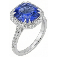 Afbeelding in Gallery-weergave laden, Ceylonese Kleursaffier IGI GECERTIFICEERDE Diamanten 8 Karaat Ring Witgoud 14K
