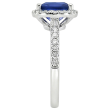 Afbeelding in Gallery-weergave laden, Ceylon Saffier Halo Natuurlijke uit de a aarde gewonnen Diamanten Ring 6 Karaat Prinsesslijpsel met Accenten
