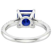 Afbeelding in Gallery-weergave laden, Ceylon Saffier Natuurlijke uit de aarde gewonnen Diamanten Accenten Ring Solitaire Prinsesslijpsel 5.50 Karaat
