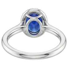Afbeelding in Gallery-weergave laden, Ceylon Sapphire Ovaal Met Diamanten Ring 3 Kt Wit Goud 14K
