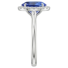 Afbeelding in Gallery-weergave laden, Ceylon Sapphire Ovaal Met Diamanten Ring 3 Kt Wit Goud 14K
