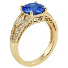 Afbeelding in Gallery-weergave laden, Ceylon Sapphire Ronde Diamanten 3.76 Ct Ring Antieke Stijl
