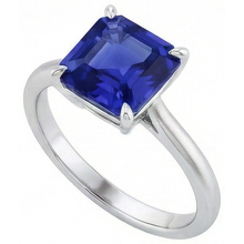 Afbeelding in Gallery-weergave laden, echte asscher saffier 2karaat ring close-up detail

