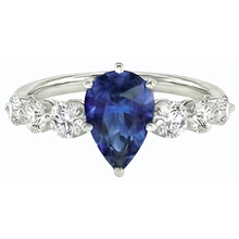 Afbeelding in Gallery-weergave laden, echte round saffier 3karaat ring close-up detail
