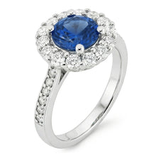Afbeelding in Gallery-weergave laden, echte round saffier 3.50karaat ring vooraanzicht
