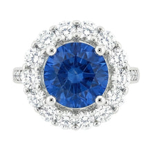 Afbeelding in Gallery-weergave laden, echte round saffier 3.50karaat ring close-up detail
