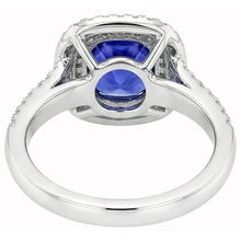Afbeelding in Gallery-weergave laden, Ceylon Sapphire dubbele Halo Ring massief goud 14K sieraden 3.5 Ct
