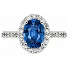 Afbeelding in Gallery-weergave laden, echte round saffier 2.15karaat ring close-up detail
