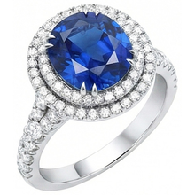 Afbeelding in Gallery-weergave laden, echte round saffier 4karaat ring close-up detail
