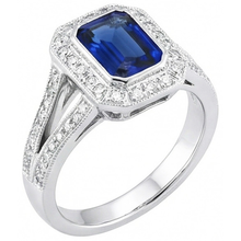 Afbeelding in Gallery-weergave laden, Nieuwe Ring met Natuurlijke uit de aarde gewonnen Ceylon Blauwe Saffier, Diamanten en Edelstenen, Totaal 5.36 Karaat
