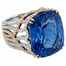 Afbeelding in Gallery-weergave laden, Ceylonese Kleur Blauwe Saffier En IGI GECERTIFICEERDE Diamanten 8.51 Ct Tweekleurige Ring
