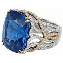 Afbeelding in Gallery-weergave laden, Ceylonese Kleur Blauwe Saffier En IGI GECERTIFICEERDE Diamanten 8.51 Ct Tweekleurige Ring
