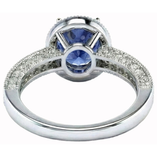 Afbeelding in Gallery-weergave laden, Ceylon blauwe saffier en Natuurlijke echte diamanten ( niet in een laboratorium gekweekt ) jubileum ring nieuw wit goud 14k
