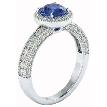 Afbeelding in Gallery-weergave laden, Ceylon blauwe saffier en Natuurlijke echte diamanten ( niet in een laboratorium gekweekt ) jubileum ring nieuw wit goud 14k
