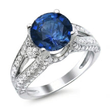 Afbeelding in Gallery-weergave laden, Ceylon blauwe saffier met Natuurlijke echte diamanten ( niet in een laboratorium gekweekt ) ring 4 kt witgoud 14k
