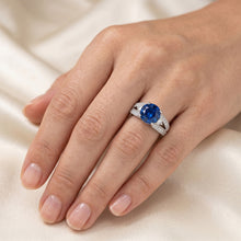 Afbeelding in Gallery-weergave laden, Ceylon blauwe saffier met Natuurlijke echte diamanten ( niet in een laboratorium gekweekt ) ring 4 kt witgoud 14k
