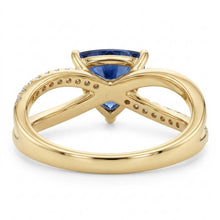 Afbeelding in Gallery-weergave laden, Ceylon saffier edelsteen ring biljoen 1,50 karaat gespleten schacht Natuurlijke echte diamant ( niet in het laboratorium gekweekt )en
