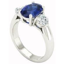 Afbeelding in Gallery-weergave laden, echte round saffier 3karaat ring close-up detail
