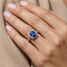 Afbeelding in Gallery-weergave laden, echte round saffier 3.25karaat ring op wit

