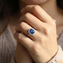 Afbeelding in Gallery-weergave laden, echte round saffier 4.25karaat ring band detail
