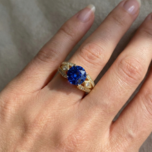 Afbeelding in Gallery-weergave laden, Ceylon Sapphire Ronde Diamanten 3.76 Ct Ring Antieke Stijl

