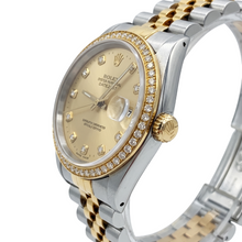 Afbeelding in Gallery-weergave laden, Champagne Natuurlijke echte diamant ( niet in het laboratorium gekweekt ) Wijzerplaat lunette Rolex Datumjust Horloge Goud &amp; Staal SNELLE INSTELLING
