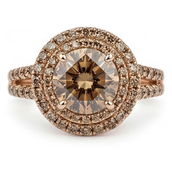 Champagne Woestijn Diamant Bruidsring – Fijne Diamant 4 karaat