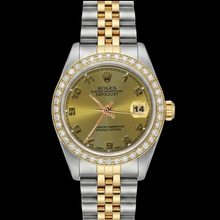 Afbeelding in Gallery-weergave laden, Champagne Arabisch roestvrij staal en gouden armband Rolex Datumjust-horloge
