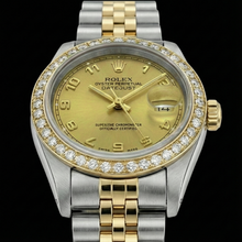 Afbeelding in Gallery-weergave laden, Champagne Arabisch roestvrij staal en gouden armband Rolex Datumjust-horloge
