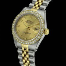 Afbeelding in Gallery-weergave laden, Champagne Arabisch roestvrij staal en gouden armband Rolex Datumjust-horloge
