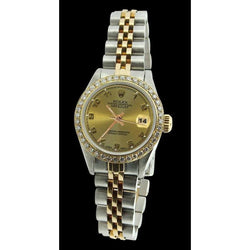 Champagne Arabisch roestvrij staal en gouden armband Rolex Datumjust-horloge