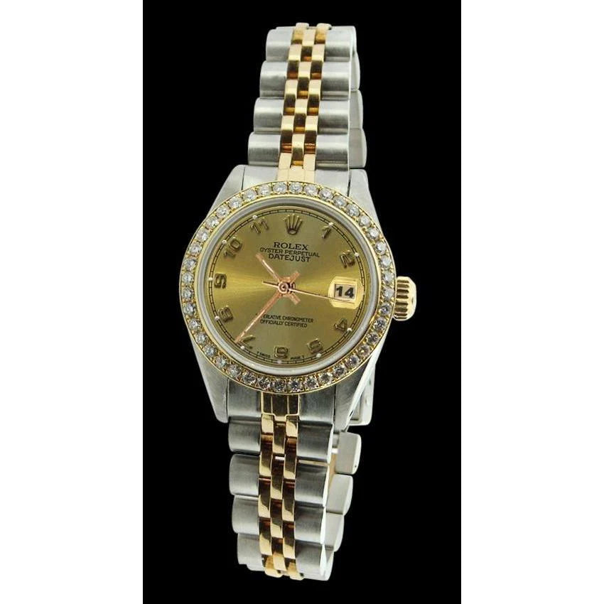 Champagne Arabisch roestvrij staal en gouden armband Rolex Datumjust-horloge
