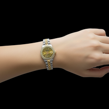 Afbeelding in Gallery-weergave laden, Champagne Arabisch roestvrij staal en gouden armband Rolex Datumjust-horloge P2

