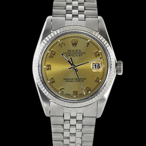 Champagne Arabische wijzerplaat Roestvrij staal Jubileum rand Rolex Herenhorloge Datumjust snel ingesteld
