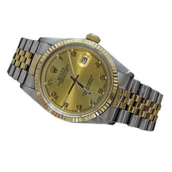 Champagne Arabische wijzerplaat datumjust Rolex herenhorloge snel ingesteld