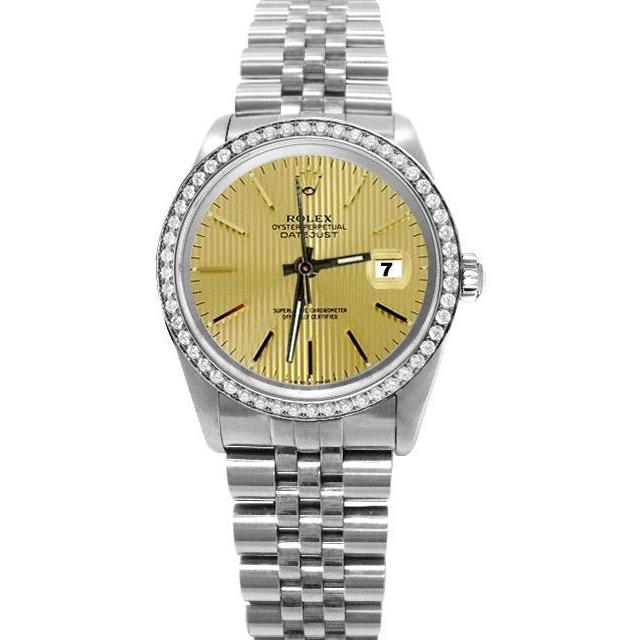 Champagne Stok-wijzerplaat Rolex Datumjust Roestvrijstalen Datumjust-horloge snel ingesteld

