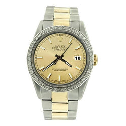Champagne Stok Wijzerplaat roestvrij staal & Geelgoud Heren Rolex Horloge Oester snel ingesteld
