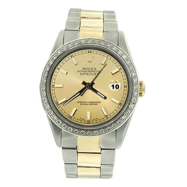 Champagne Stok Wijzerplaat roestvrij staal & Geelgoud Heren Rolex Horloge Oester snel ingesteld
