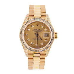 Champagne diamanten wijzerplaat Rand Rolex Datumjust horloge presidentiële stijl