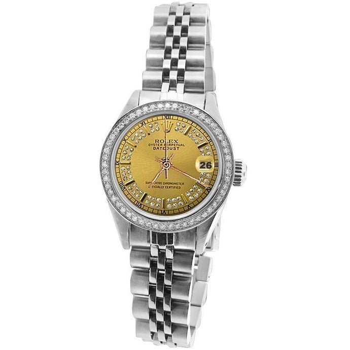 Champagne snaar diamant Datumjust Rolex-horloge Roestvrij staal Jubileum
