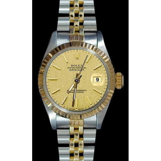 Champagne stok Wijzerplaat Datumjust dameshorloge Rolex roestvrij staal & gouden jubileum
