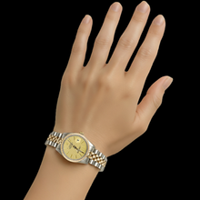 Afbeelding in Gallery-weergave laden, Champagne stok Wijzerplaat Datumjust dameshorloge Rolex roestvrij staal &amp; gouden jubileum P2

